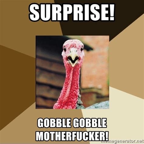 surprise gobble gobble motherfucker quirky turkey meme generator