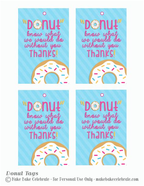 Donut Appreciation Free Printable Tags National Donut Day Donuts