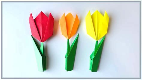 Easy Origami Tulip Flower In 5 Min Paper Tulips Easy Origami Youtube