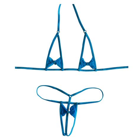 Buy Esquki Womens Sheer Extreme Bikini Halterneck Top And Tie Sides Micro Thong Sets Online At