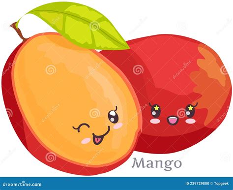 Lindo Mango Sticker Kawaii Personaje Icono De Diseño Vector Adorable Y