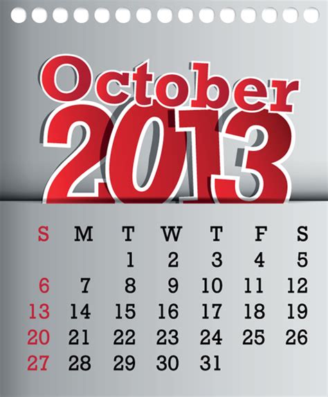 Calendar October 2013 Design Vector Graphic 10 Free Download