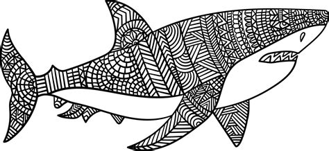 Grote Witte Haai Mandala Kleurplaat Voor Volwassenen