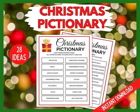 Christmas Pictionary Christmas Party Games Christmas Etsy