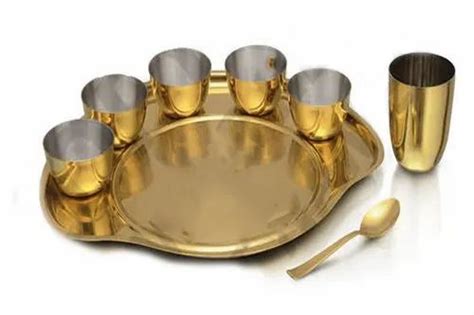 Indian Dinnerware Stainless Steel Copper Traditional Dinner Set Of