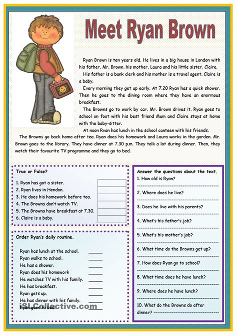One Click Print Document Reading Comprehension Worksheets Reading
