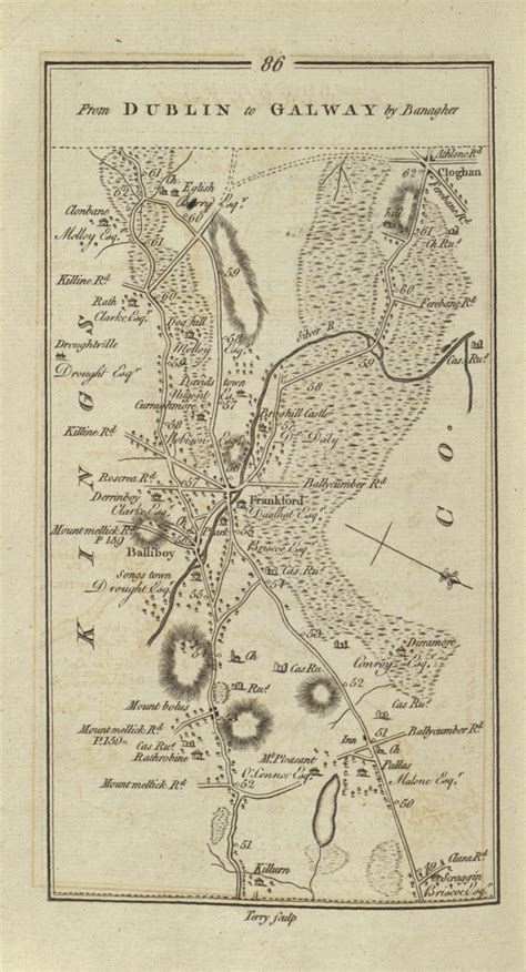 086 Dublin Galway Birr Ireland 1777 Road Atlas Old Maps