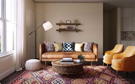 Bohemian Midcentury Modern Living Room Design By Havenly Interior