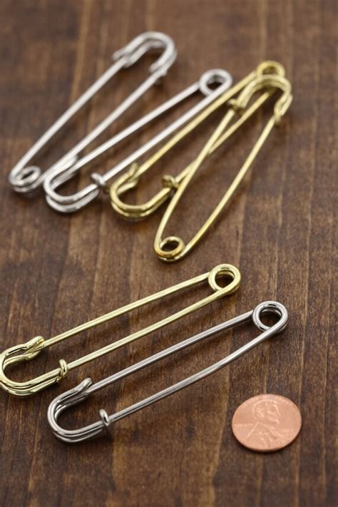 Jumbo Safety Pins 4 Pieces Gold Large Safety Pins 275