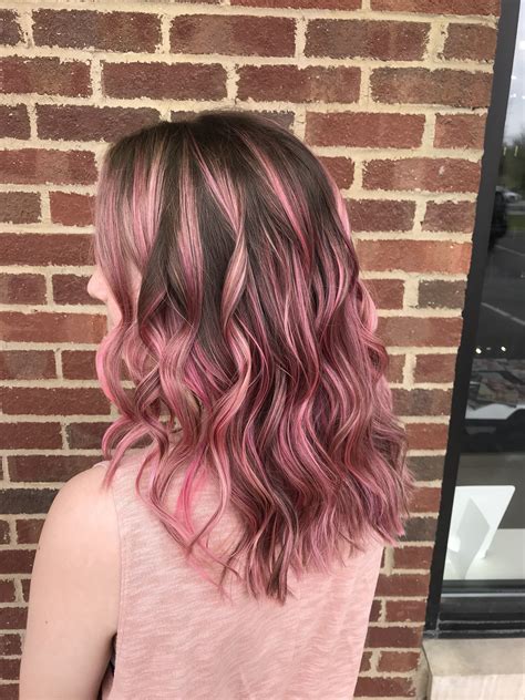 Pink Balayage Just In Time For Spring Brown And Pink Hair Pink Ombre