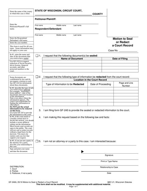 Form Gf 246a Download Printable Pdf Or Fill Online Motion To Seal Or