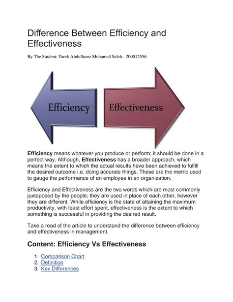 Solution Difference Between Efficiency And Effectiveness Studypool
