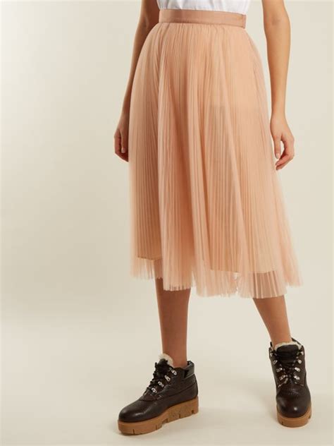 Pleated Tulle Midi Skirt Muveil Matchesfashion Us