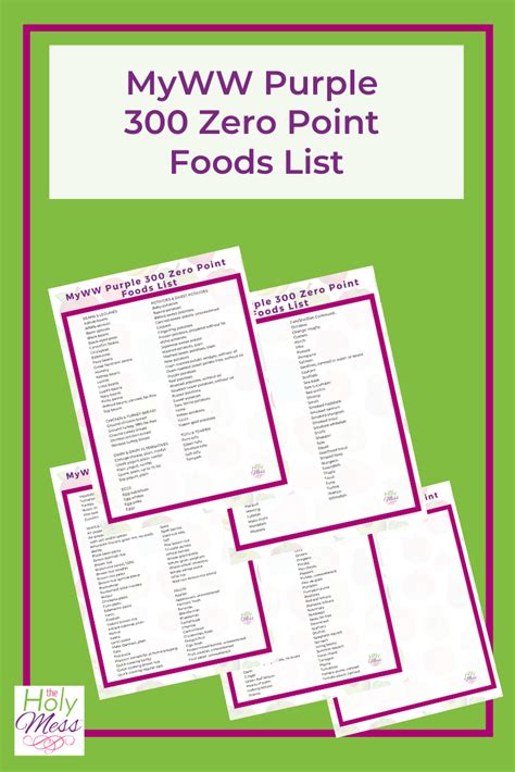 Ww 0 point food list. My WW Purple 300 Zero Point Foods List - Free Printable ...