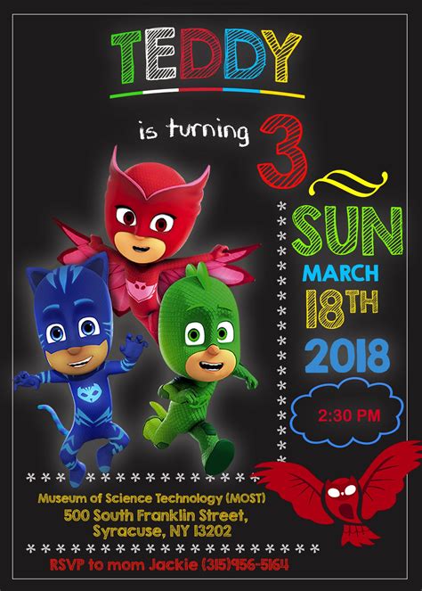 Pj Masks Birthday Invitation Oscarsitosroom Pj Masks Birthday Party