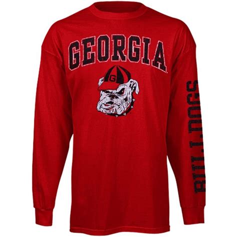 Georgia Bulldogs Big Arch N Logo Long Sleeve T Shirt Red Georgia