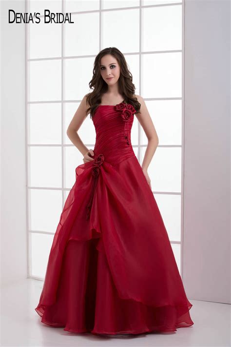 2017 Ball Gown Red Evening Dresses With Sweetheart Neckline Floor