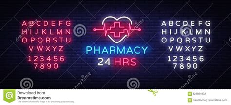 Pharmacy Neon Sign Vector Pharmacy 24 Hours Design