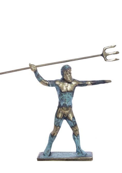 Bronze Statue Of Poseidon Holding His Trident