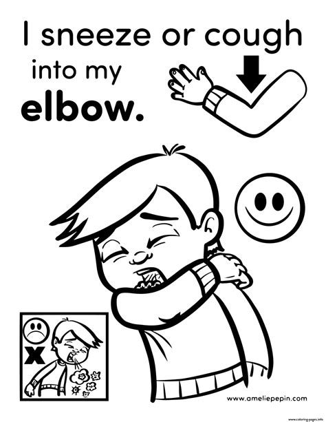Print I Sneeze Or Cough Into My Elbow 1 Coloring Pages Coloring Pages