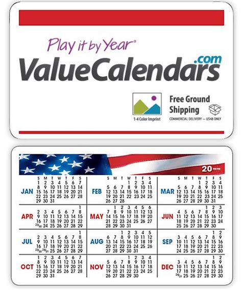 2017 Patriotic Wallet Card Calendar 3 38 X 2 18 Low Cost Card