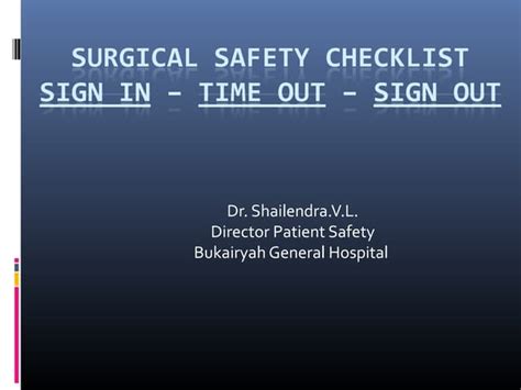 Surgical Safety Checklist Ppt