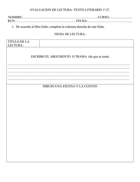 Evaluacion Ficha De Analisis De Una Lectura Pdf Descarga