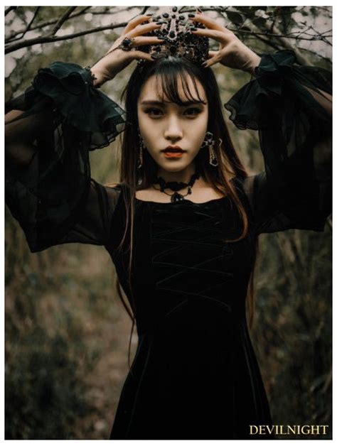 Black Velvet Long Sleeves Short Gothic Dress Uk