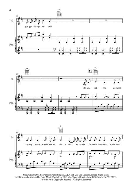 Deja Vu By Olivia Rodrigo For Voice And Piano W Chords Full Score Free