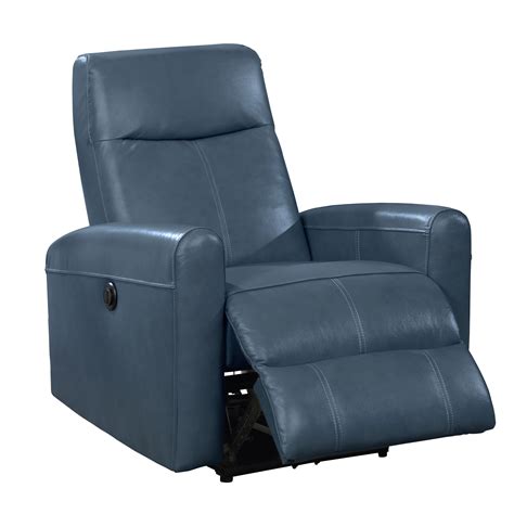 Ac Pacific Power Recliner Eli Faux Leather Upholstered Chair Navy Blue
