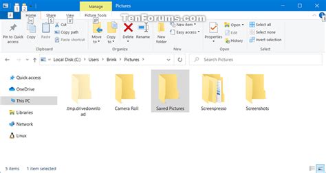 Change Or Restore Default Location Of Saved Pictures In Windows 10