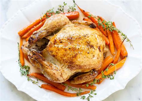 Use half the oil to cook the chicken and only use half the bacon. Roast Chicken with Carrots Recipe | SimplyRecipes.com