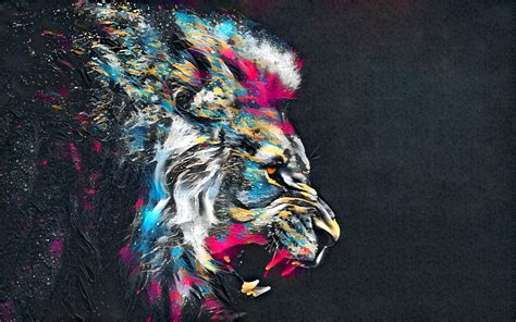 Abstract Artistic Colorful Lion Hd Abstract 4k Wallpapers Images