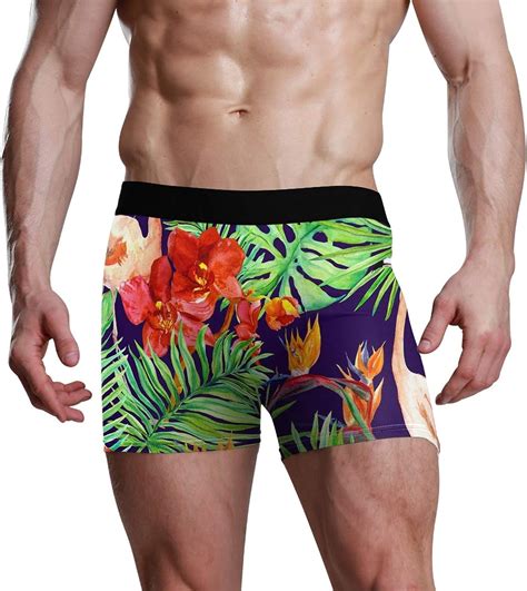 Men S Underwear Tropical Flamingo Leaf Boxer Briefs Soft Breathable