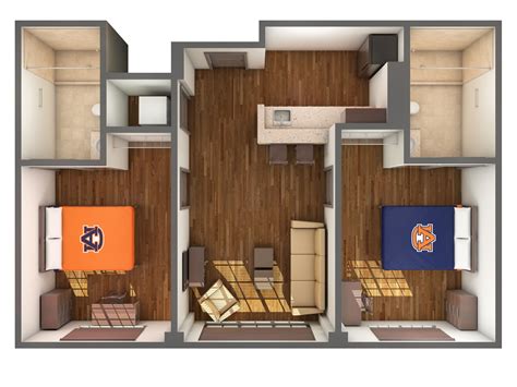 South Donahue Residence Hall Interior 3d Rendering From The Top