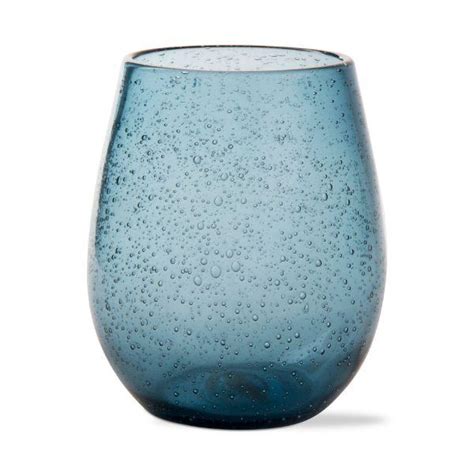 Midnight Blue Bubble Glass Stemless Wine Glass Wyoming Home