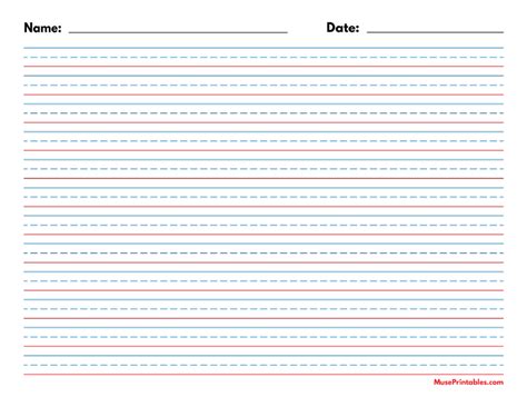 Printable Blue And Red Name And Date Handwriting Paper 38 Inch