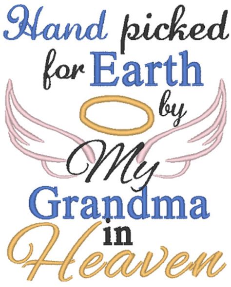Hand Picked For Earth By My Grandma In Heaven Embroidery Etsy