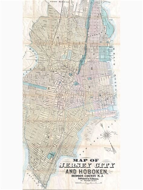 Vintage Map Of Jersey City And Hoboken 1886 T Shirt For Sale By