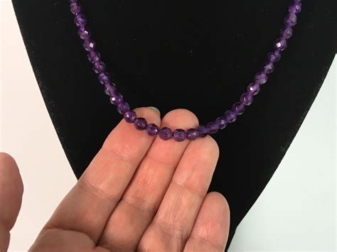 Vintage Amethyst Necklace Single Strand Faceted Purple Amethyst 16