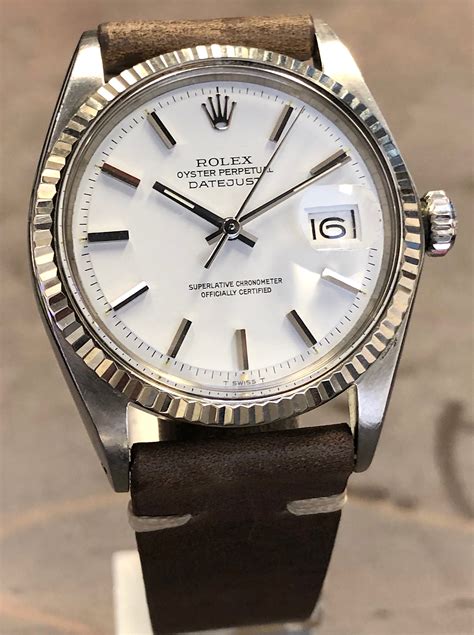 Vintage Rolex Datejust Mens 1601 36MM 18K White Gold/Stainless Steel