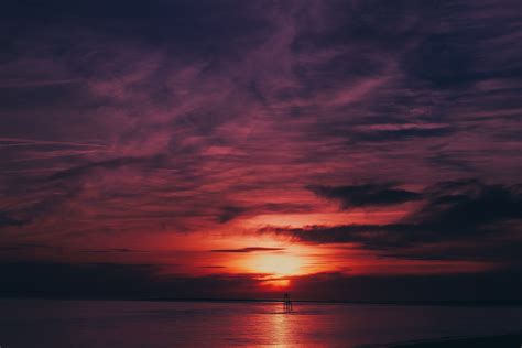 Wallpaper Sunset Sea Water Reflection Sunrise Evening Horizon