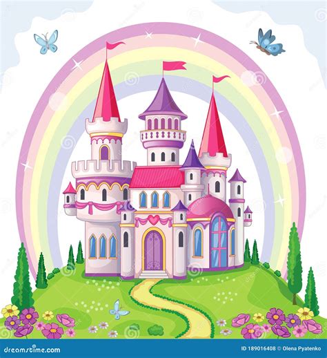 Fairy Tale Castle And Beautiful Princess Cartoon Vector Cartoondealer