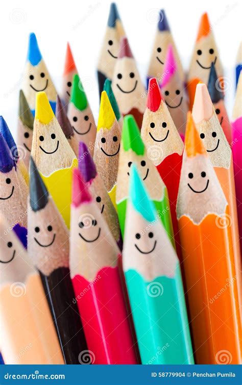 Colorful Pencils As Smiling Faces Stock Photo Image Of Isolated
