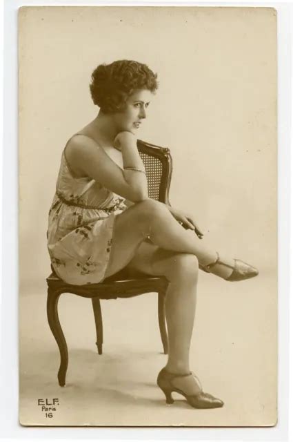 S French Risque Nude Deco Beauty Leggy Lady Flapper Photo Postcard