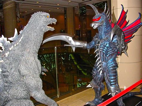Godzilla And Gigan From Godzilla Final Wars Suits Outside The Cinema