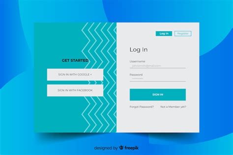 Landing Page With Green Login Form Vector Free Download