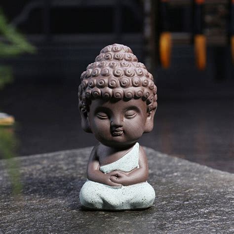 Jettingbuy Cute Small Buddha Statue Monk Figurine Tathagata India Yoga
