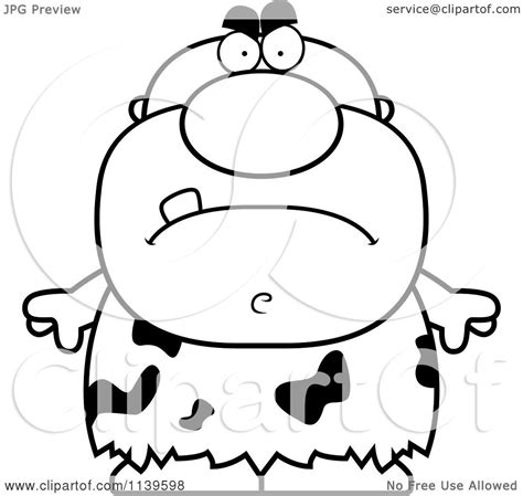 Learn about the stone age with this printable coloring page of a young neanderthal carrying a club. Cartoon Clipart Of A Black And White Mad Caveman - Vector ...