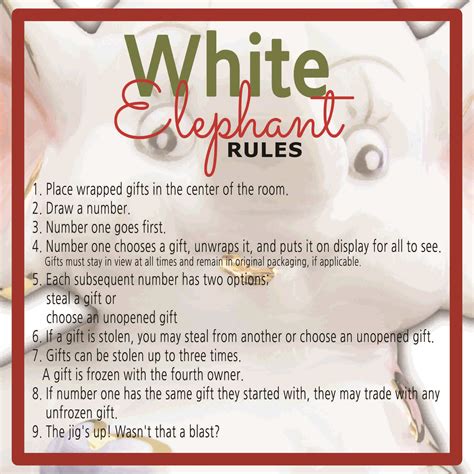 We did not find results for: White Elephant Gift Exchange Rules and Printables ...